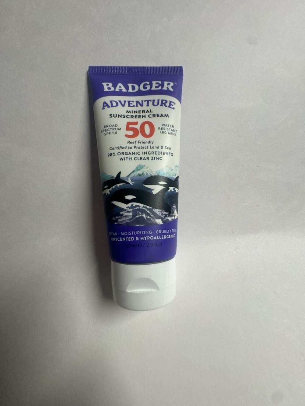 Badger Reef-safe mineral sunscreen , SPF 50, 2.9 fl oz